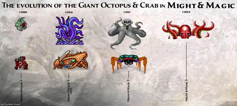 Эволюция Морских животных Гигантского Краба и Осьминога во вселенной Might & Magic